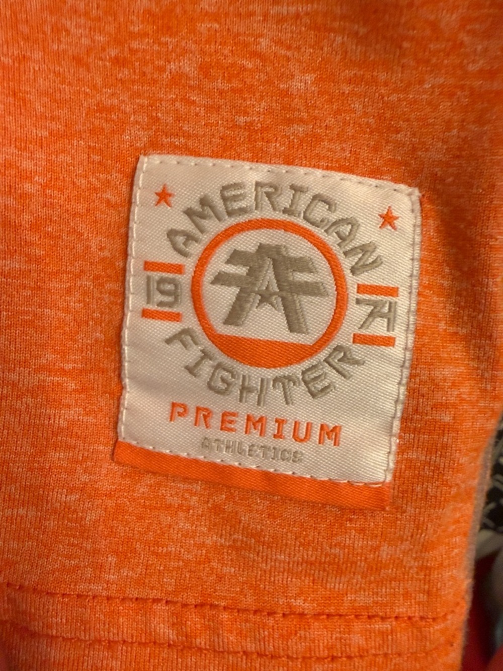 American Fighter Orange Short-Sleeve Graphic Tee with Silver Print - Picture 4 of 4